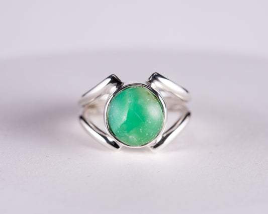 Australian Chrysoprase Sterling Silver Ring S7 (S675)