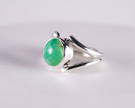Australian Chrysoprase Sterling Silver Ring S7 (S675)