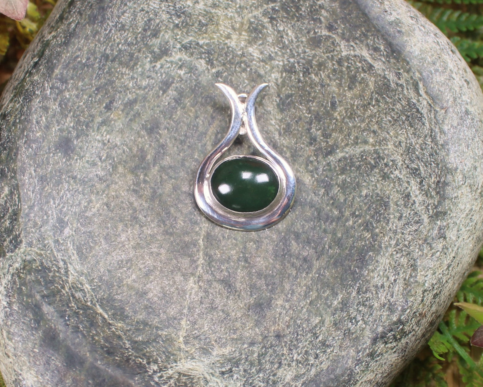 Greenstone Pendant carved from Kawakawa Pounamu and set in sterling silver- NZ Greenstone