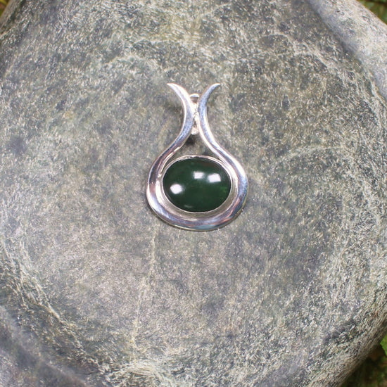 Greenstone Pendant carved from Kawakawa Pounamu and set in sterling silver- NZ Greenstone