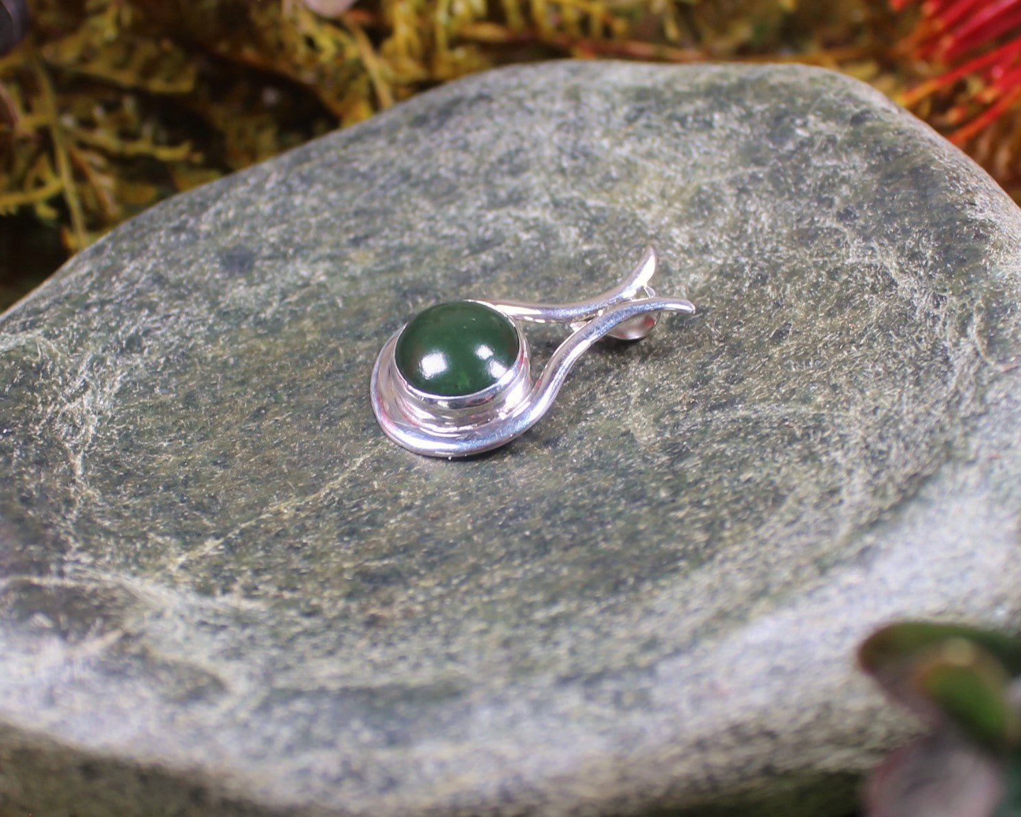 Greenstone Pendant carved from Kawakawa Pounamu and set in sterling silver- NZ Greenstone