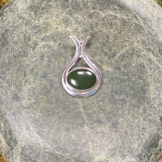 Greenstone Pendant carved from Kawakawa Pounamu and set in sterling silver- NZ Greenstone