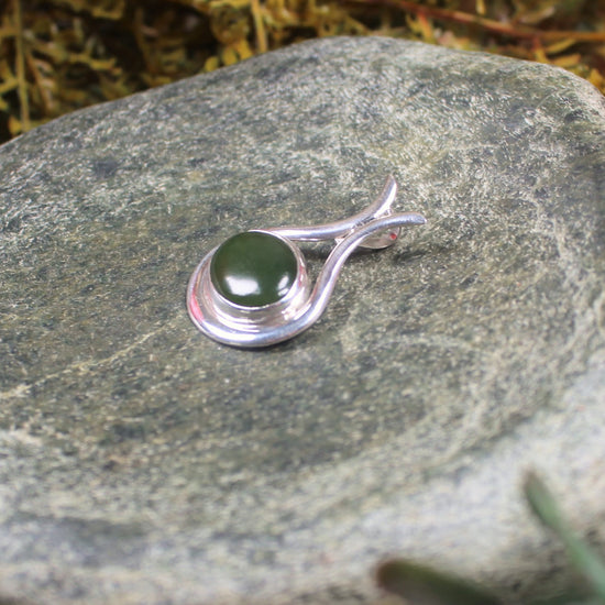 Greenstone Pendant carved from Kawakawa Pounamu and set in sterling silver- NZ Greenstone