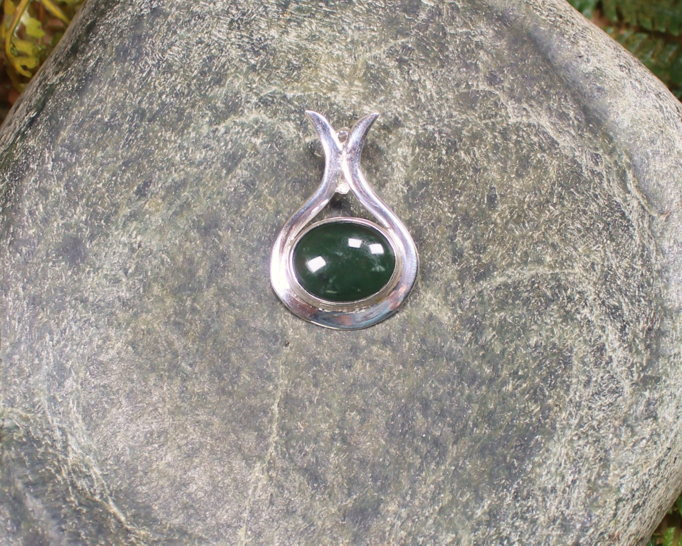 Greenstone Pendant carved from Kawakawa Pounamu and set in sterling silver- NZ Greenstone