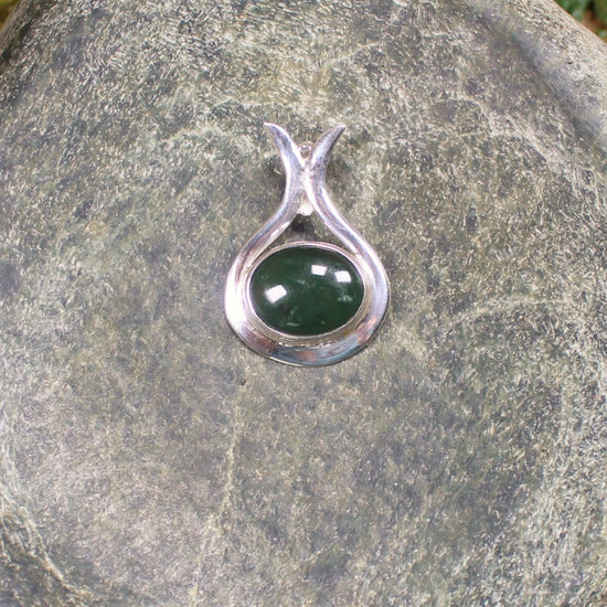 Greenstone Pendant carved from Kawakawa Pounamu and set in sterling silver- NZ Greenstone