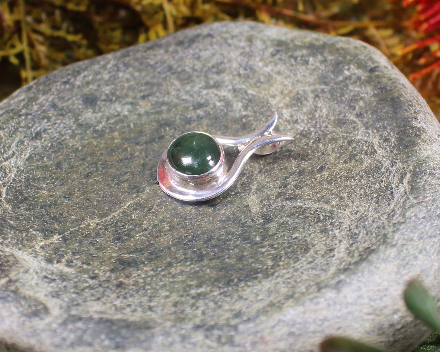 Greenstone Pendant carved from Kawakawa Pounamu and set in sterling silver- NZ Greenstone