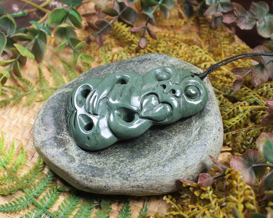Hei Tiki carved from NZ Pakohe or Argillate