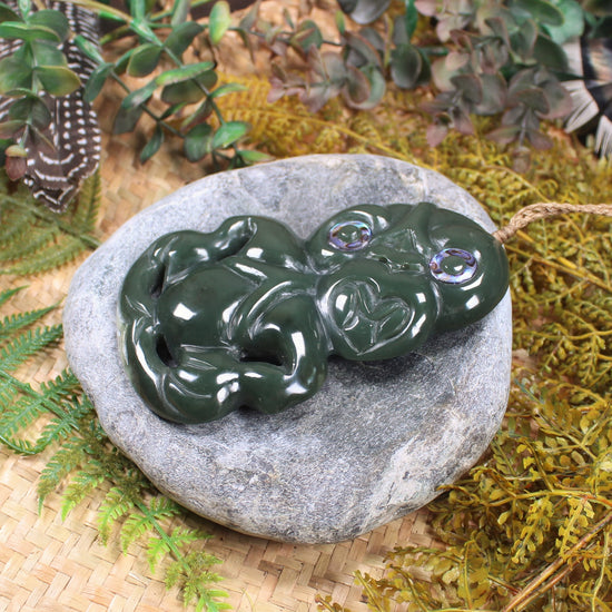 Hei Tiki carved from Kawakawa Pounamu - NZ Greenstone