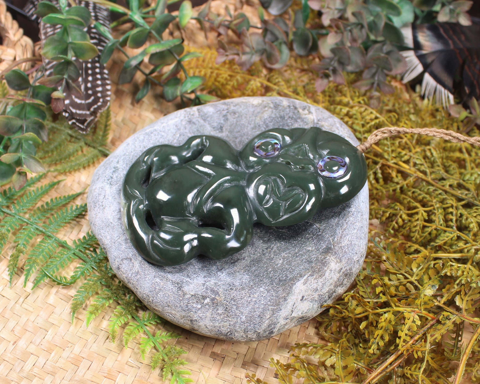 Hei Tiki carved from Kawakawa Pounamu - NZ Greenstone
