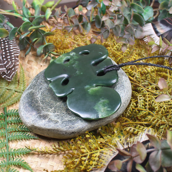 Hei Tiki carved from Flower Jade Pounamu - NZ Greenstone
