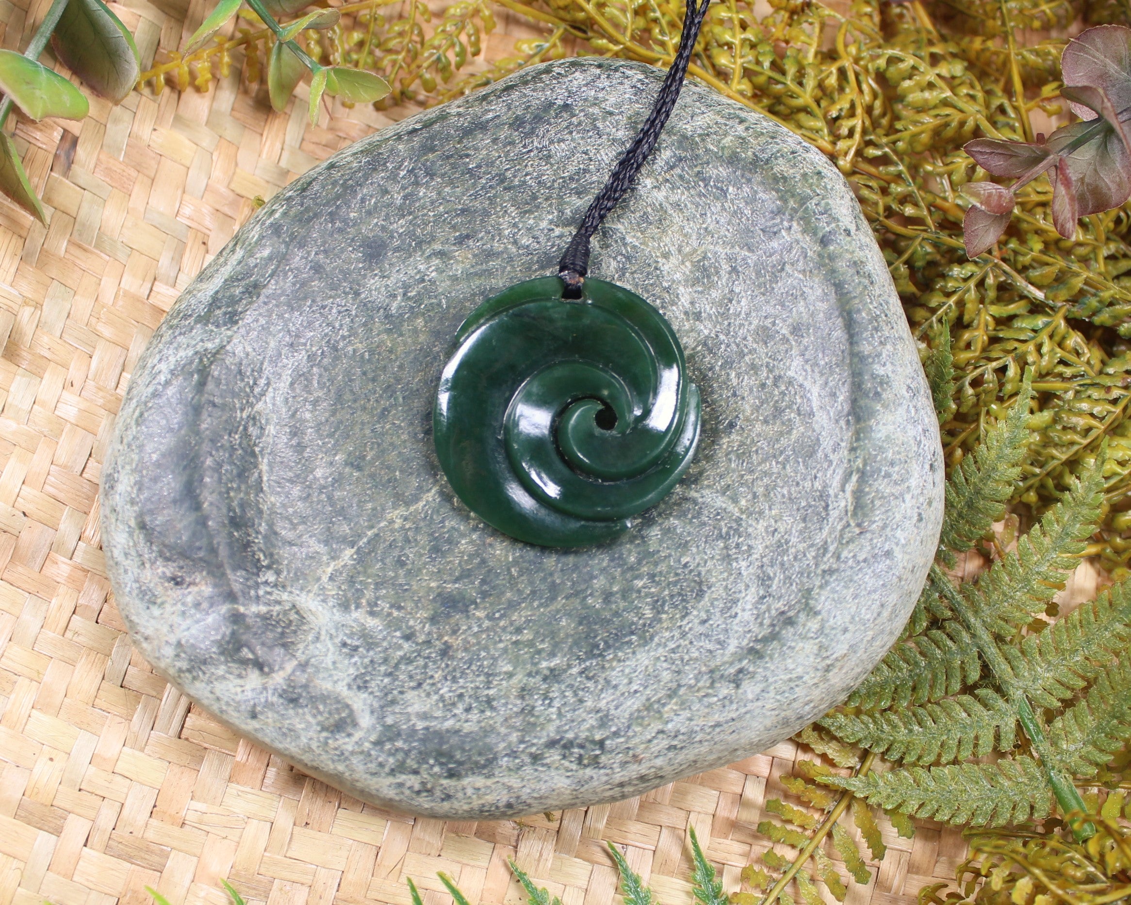 Koru or Spiral carved from Kawakawa Pounamu - NZ Greenstone