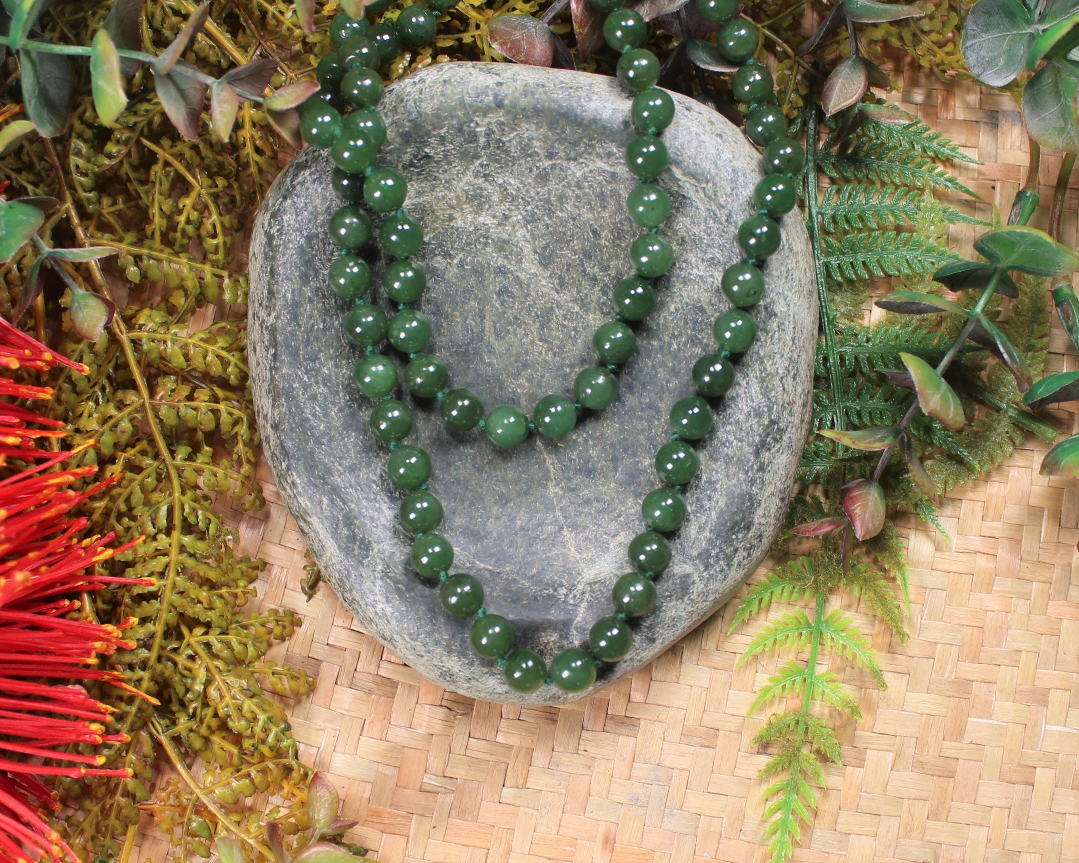 Beaded Pounamu necklace- NZ Greenstone