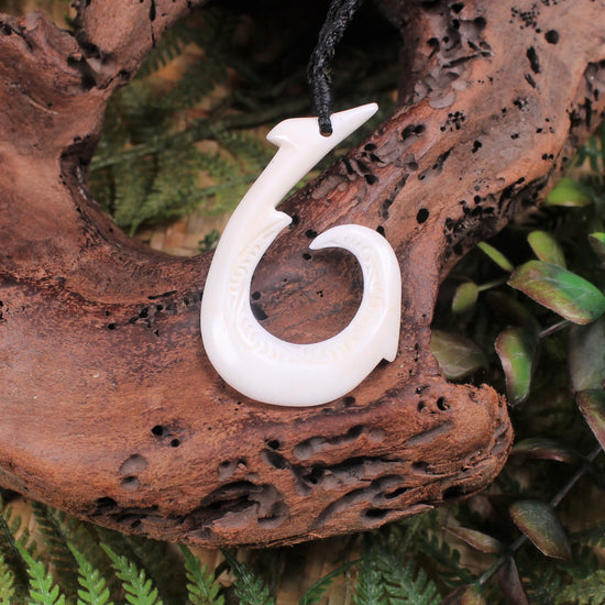 Hei Matau carved from NZ beef bone