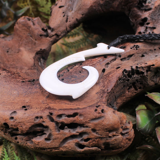 Hei Matau carved from NZ beef bone