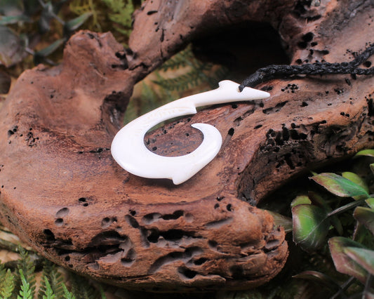 Hei Matau carved from NZ beef bone