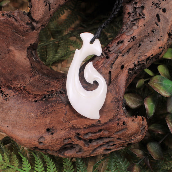 Hei Matau carved from NZ beef bone