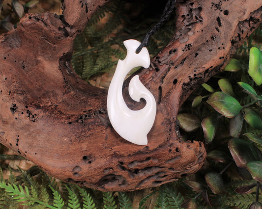 Hei Matau carved from NZ beef bone
