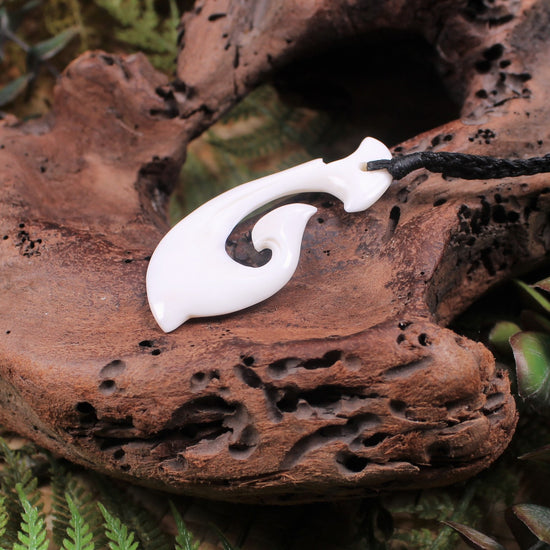 Hei Matau carved from NZ beef bone