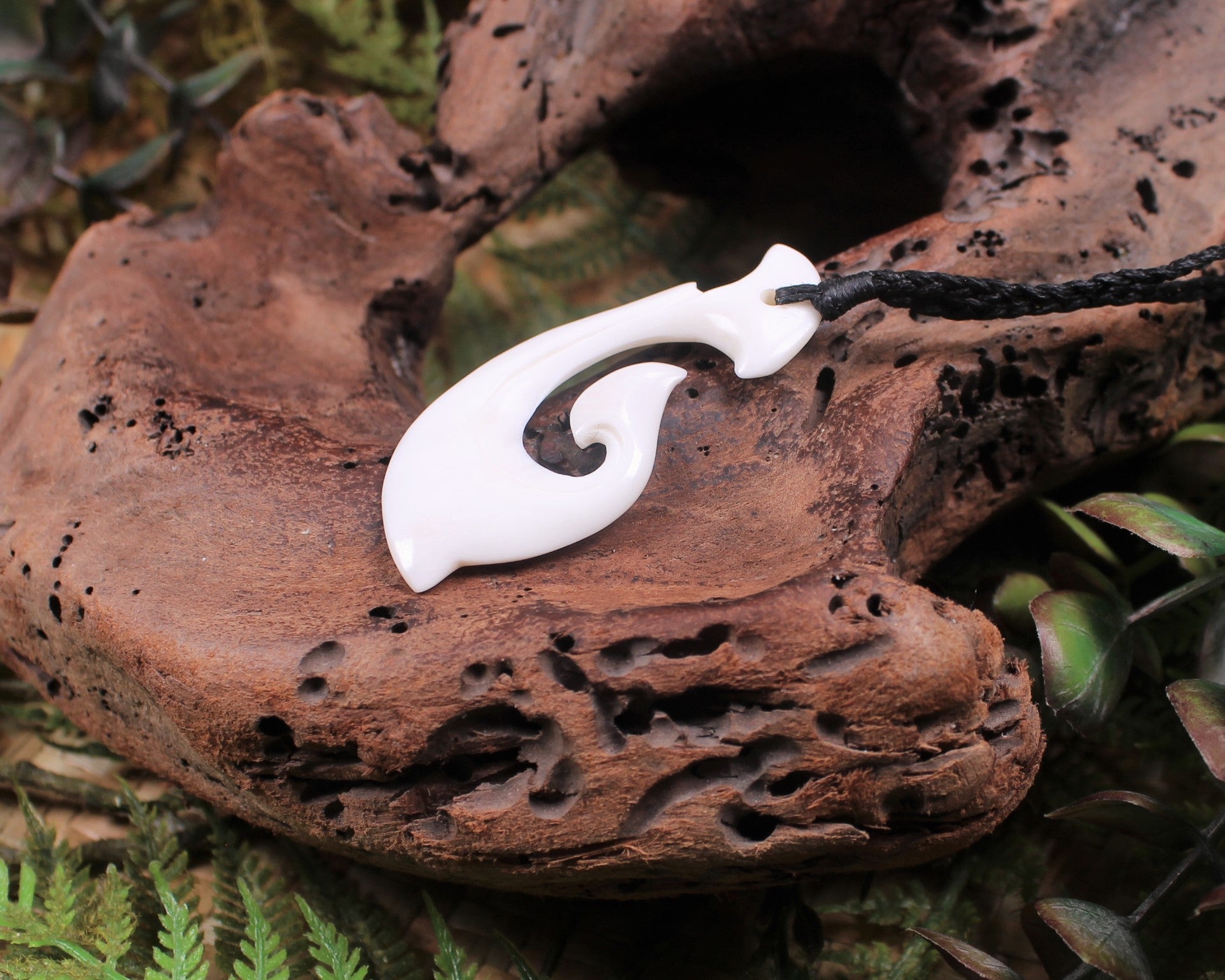 Hei Matau carved from NZ beef bone