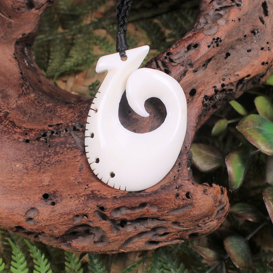 Hei Matau carved from NZ beef bone