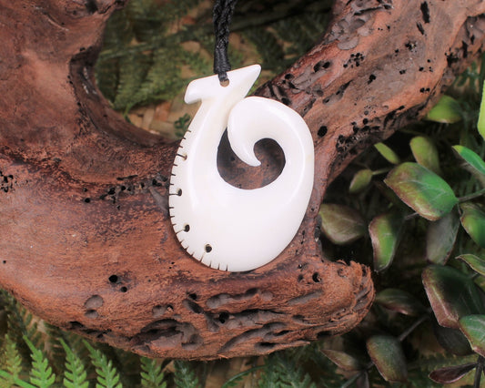 Hei Matau carved from NZ beef bone