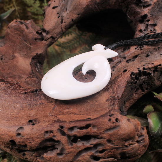 Hei Matau carved from NZ beef bone