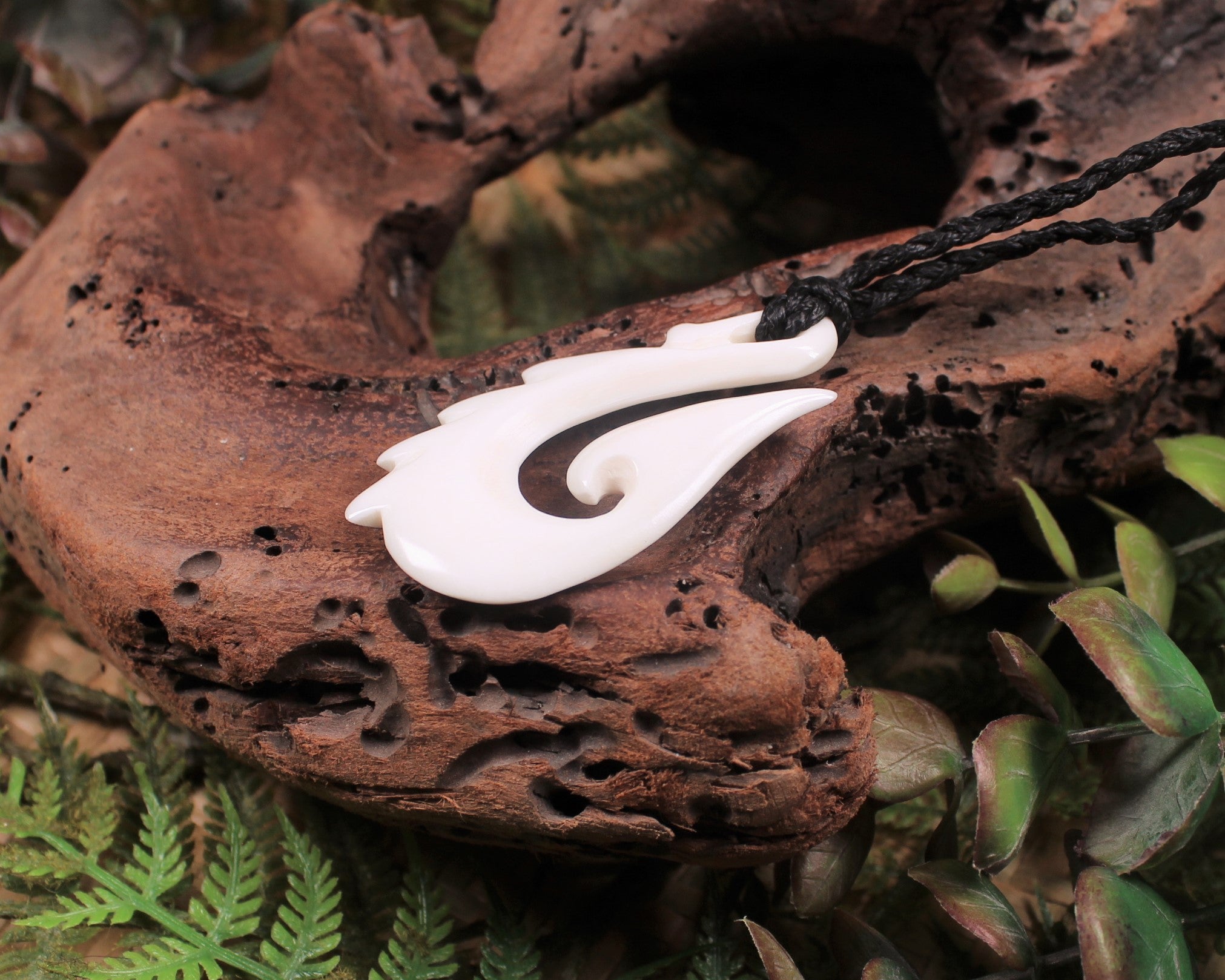Hei Matau carved from NZ beef bone