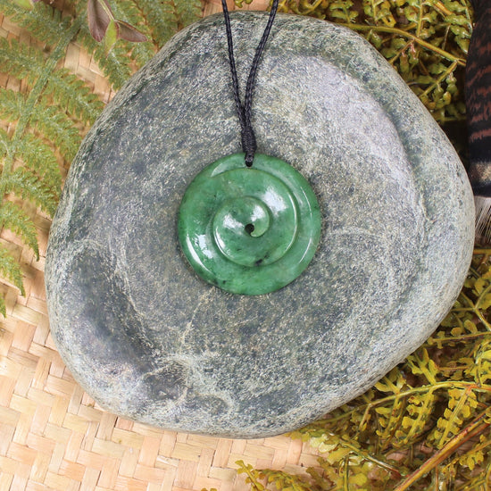Koru or Spiral carved from Hapopo Pounamu - NZ Greenstone