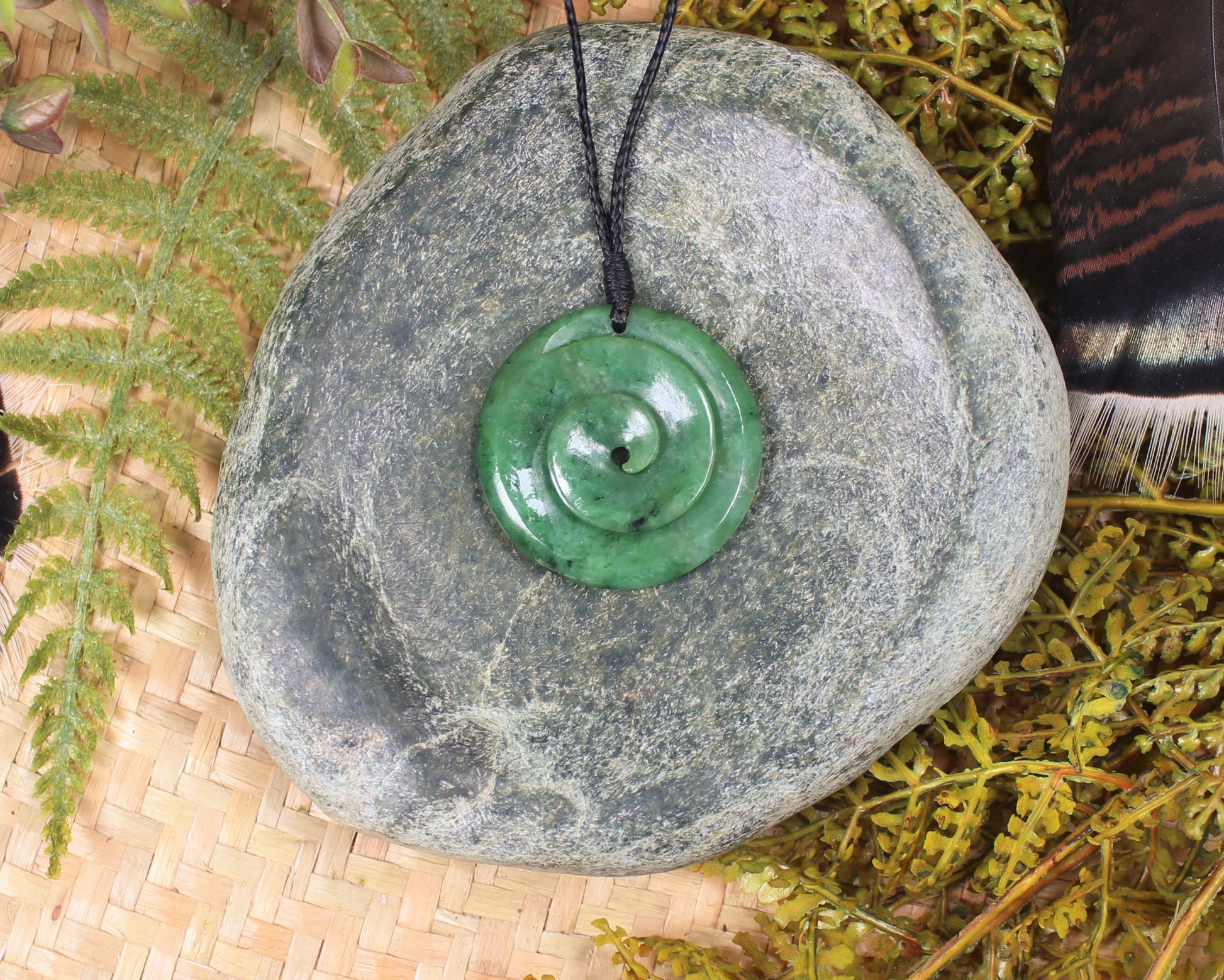 Koru or Spiral carved from Hapopo Pounamu - NZ Greenstone