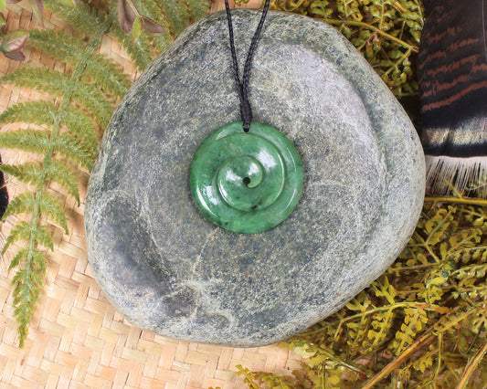 Koru or Spiral carved from Hapopo Pounamu - NZ Greenstone