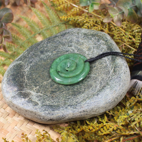 Koru or Spiral carved from Hapopo Pounamu - NZ Greenstone