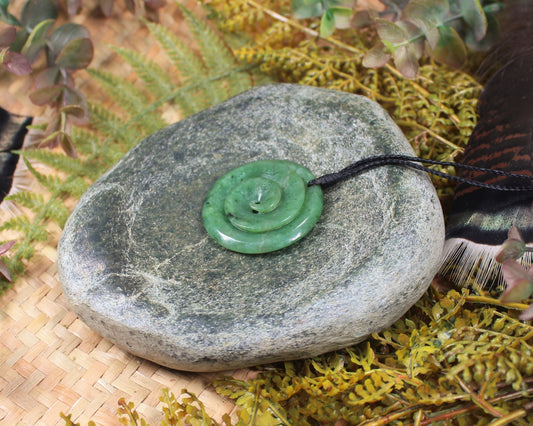 Koru or Spiral carved from Hapopo Pounamu - NZ Greenstone