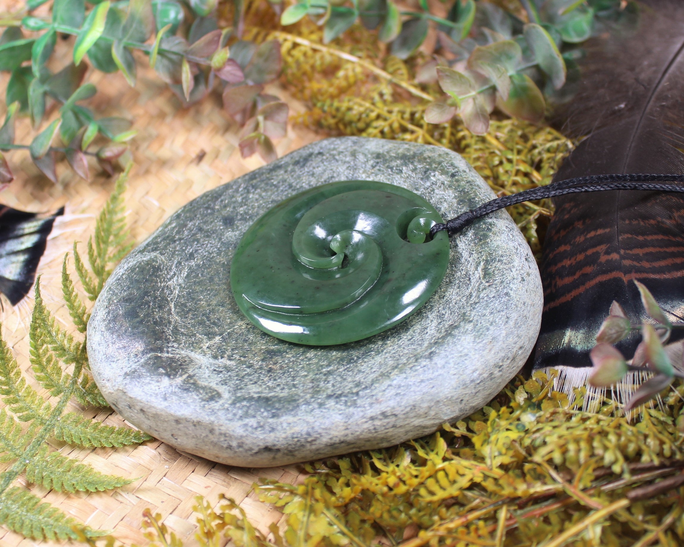 Koru or Spiral carved from Hapopo Pounamu - NZ Greenstone