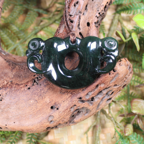 Pekapeka Pendant carved from Kawakawa Pounamu - NZ Greenstone