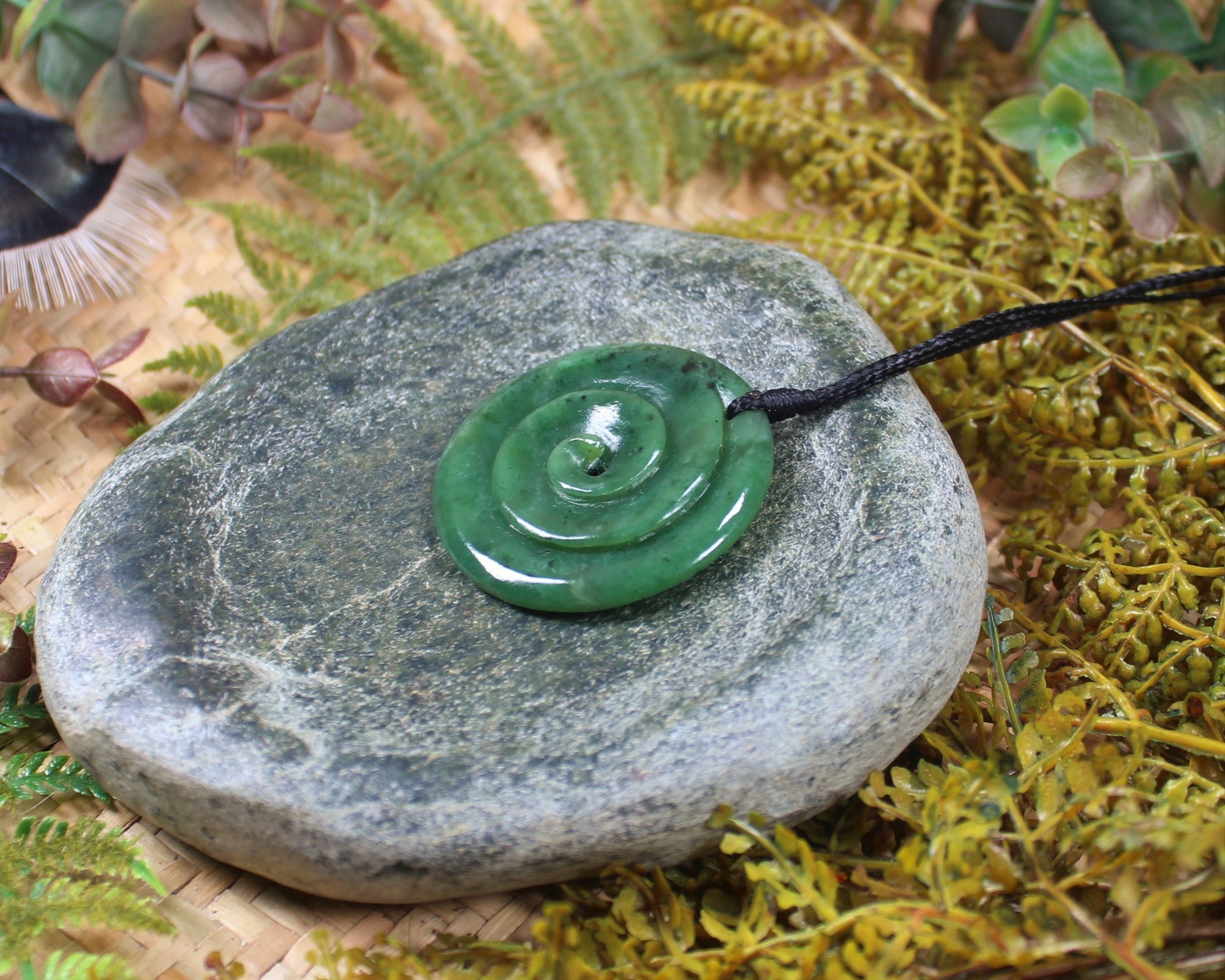 Koru carved from Hapopo Pounamu - NZ Greenstone