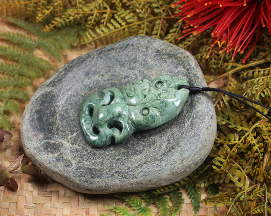 Hei Tiki carved from Inanga Pounamu - NZ Greenstone