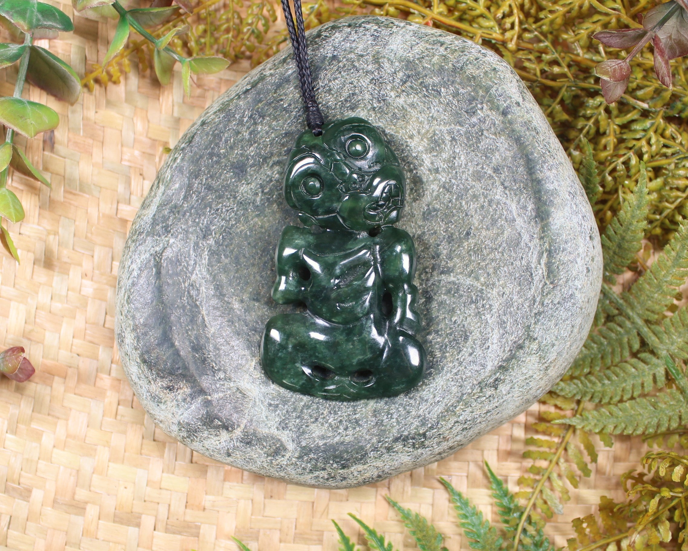 Hei Tiki carved from Kawakawa Pounamu - NZ Greenstone