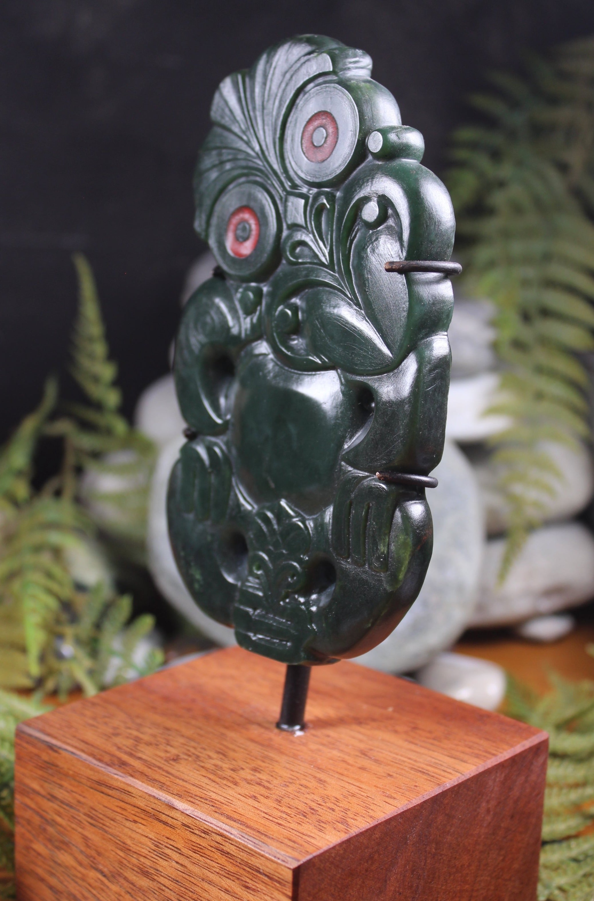 NZ Greenstone Tiki Sculpture (GS871) Kawakawa Pounamu