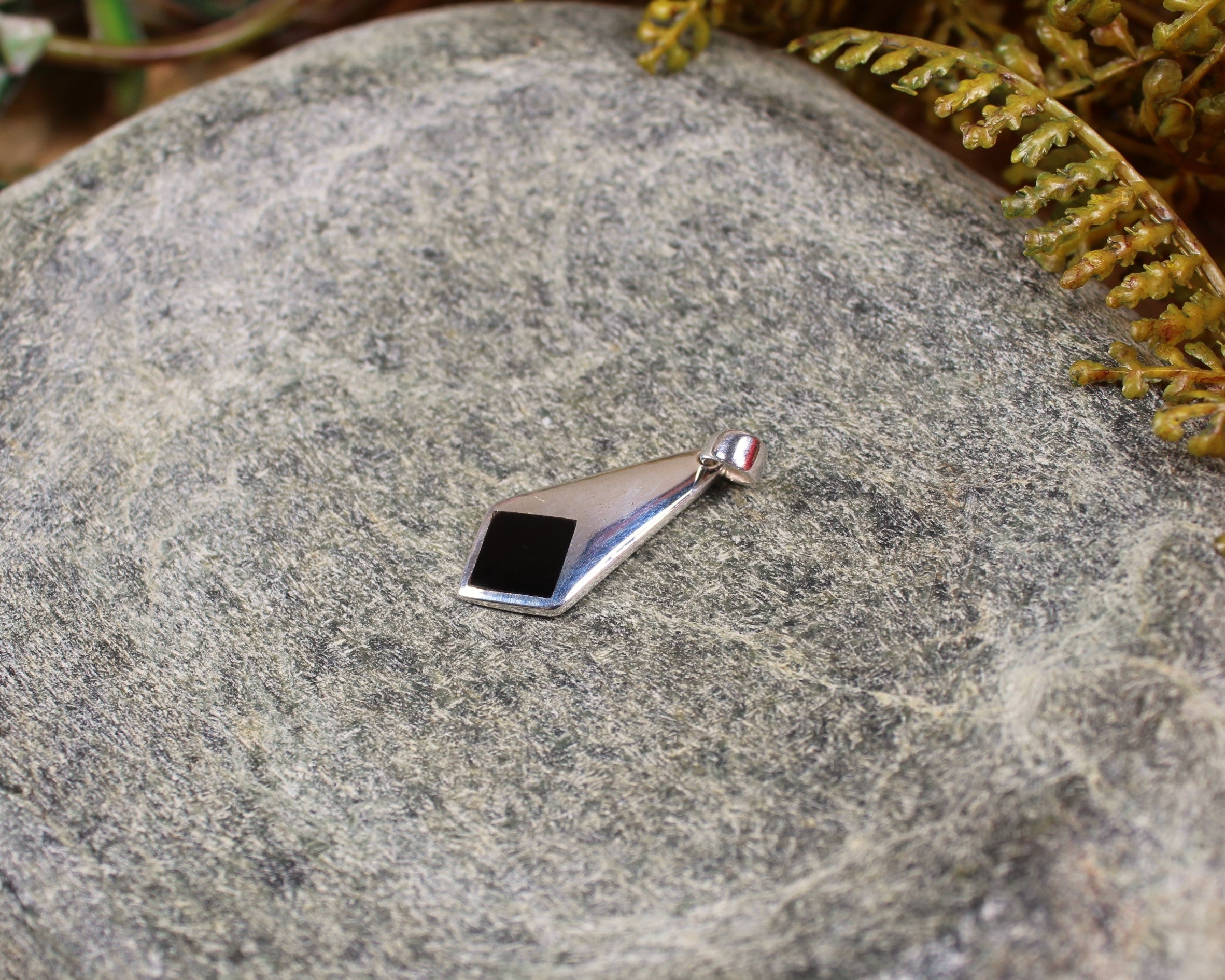 Australian Black Jade set into Sterling Silver pendant