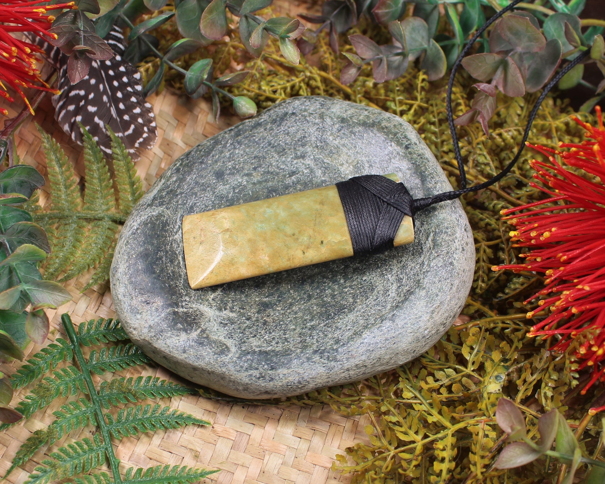Toki or Adze Pendant carved from Flower Jade Pounamu - NZ Greenstone