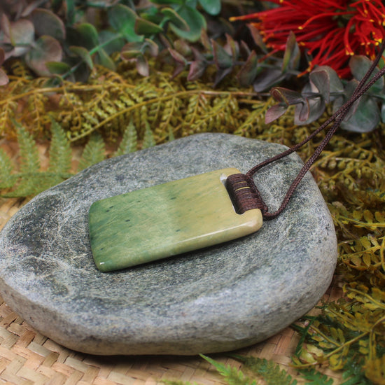 Toki or Adze Pendant carved from Flower Jade Pounamu - NZ Greenstone