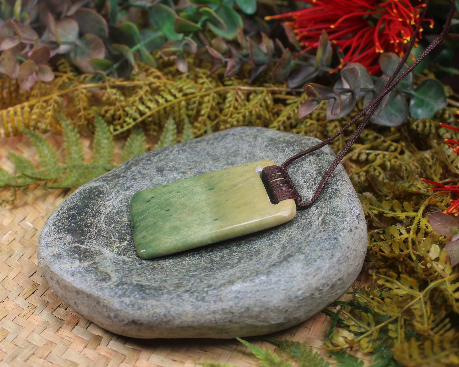Toki or Adze Pendant carved from Flower Jade Pounamu - NZ Greenstone