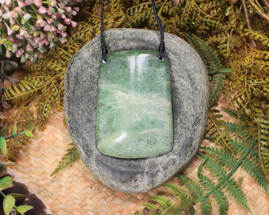 Toki or Adze Pendant carved from Flower Jade Pounamu - NZ Greenstone