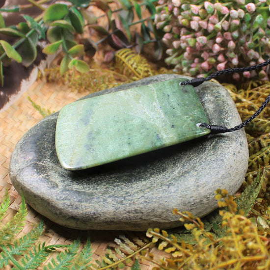 Toki or Adze Pendant carved from Flower Jade Pounamu - NZ Greenstone
