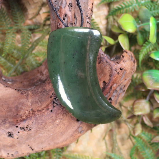 Taniwha Tooth or Niho carved from Rimu Pounamu - NZ Greenstone
