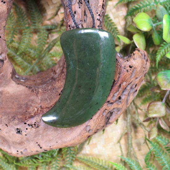 Taniwha Tooth or Niho carved from Rimu Pounamu - NZ Greenstone