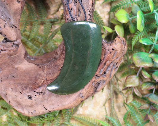 Taniwha Tooth or Niho carved from Rimu Pounamu - NZ Greenstone