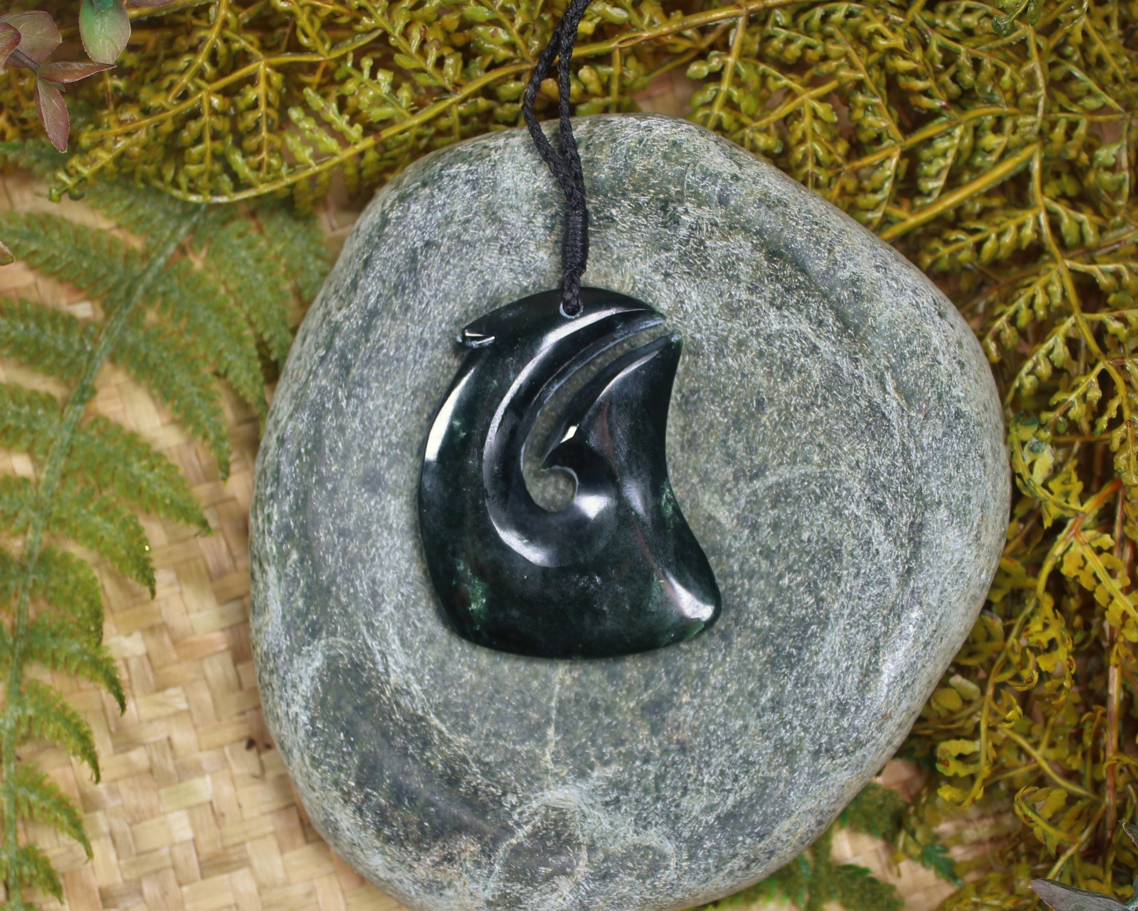 Hei Matau carved from Kawakawa Pounamu - NZ Greenstone