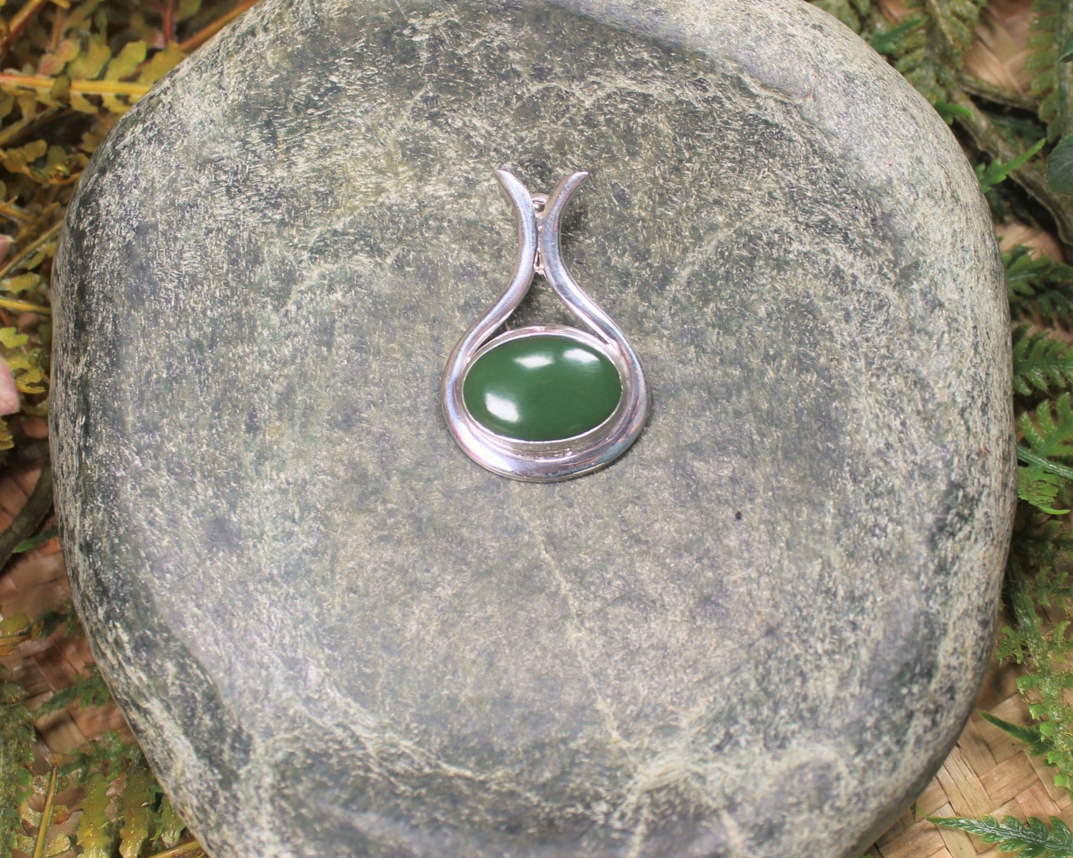 Greenstone Pendant carved from Hapopo Pounamu and set in sterling silver- NZ Greenstone