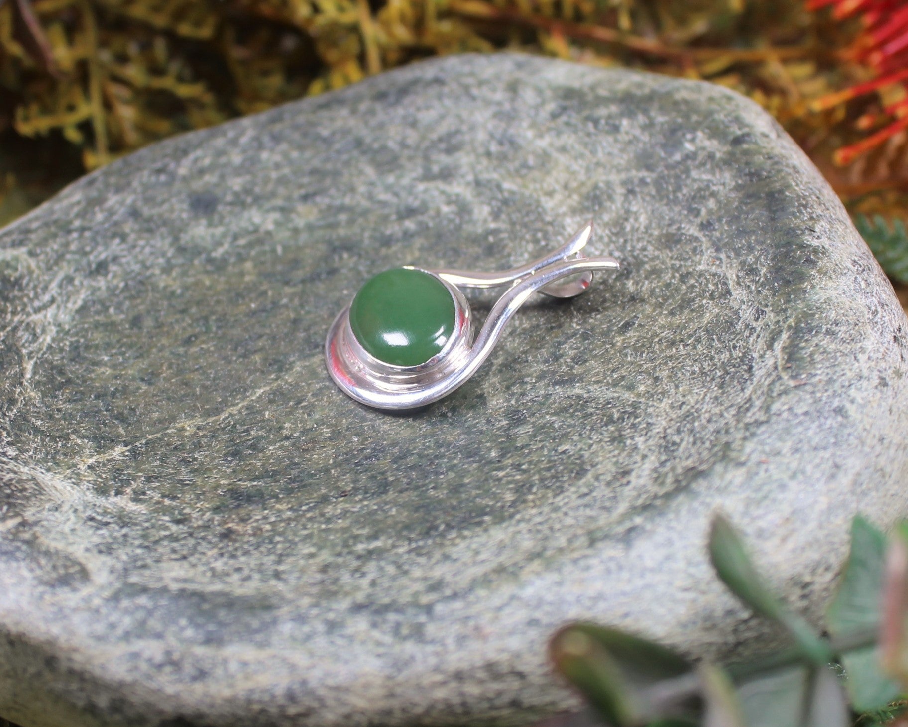 Greenstone Pendant carved from Hapopo Pounamu and set in sterling silver- NZ Greenstone